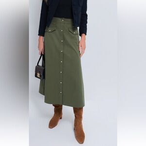 Tuckernuck Olive Midi Skirt - Size 8 button front